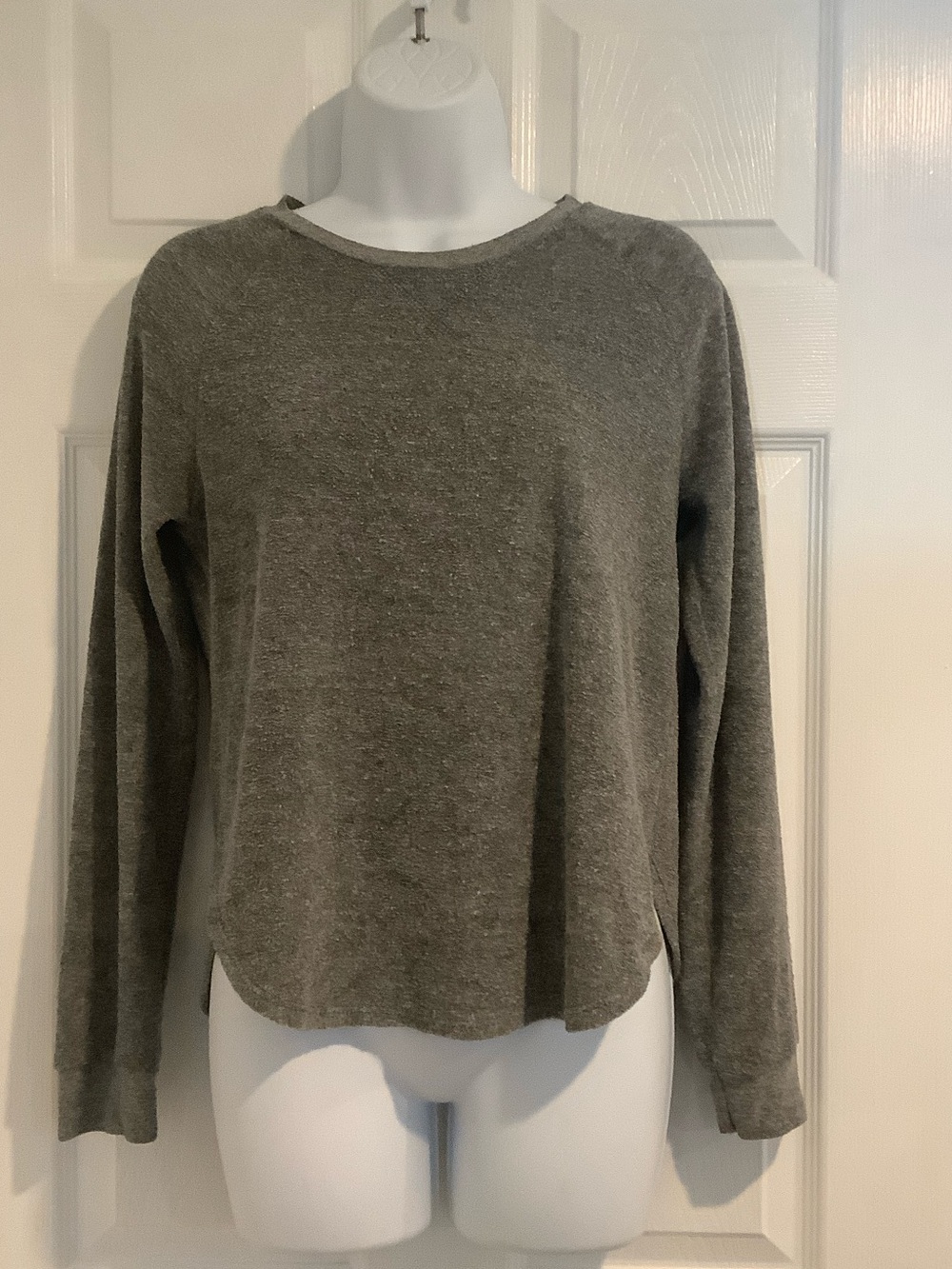 MARINE LAYER Gray Textured Terrycloth Stretchy Basic Minimalist Oversized Top XS